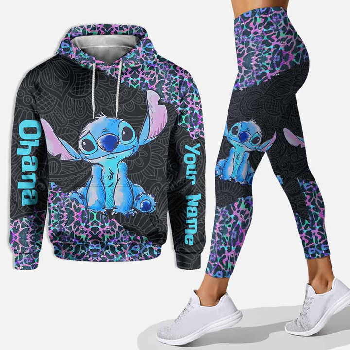 Holographic Leopard Ohana - Personalized Hoodie and Leggings
