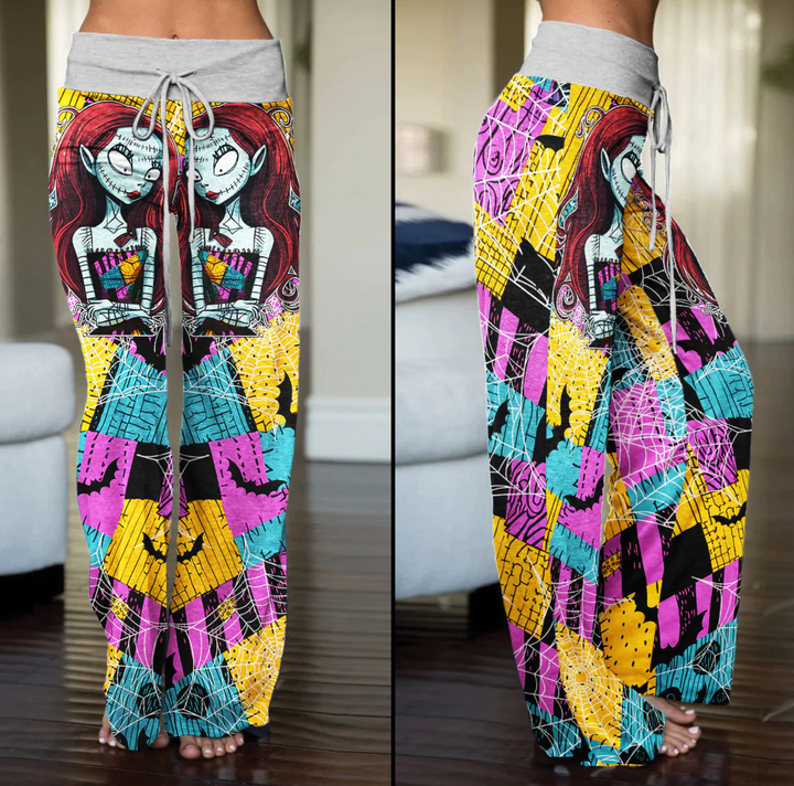 Halloween Nightmare Theme Art Women's High-waisted Wide Leg Pants GINNBC1340