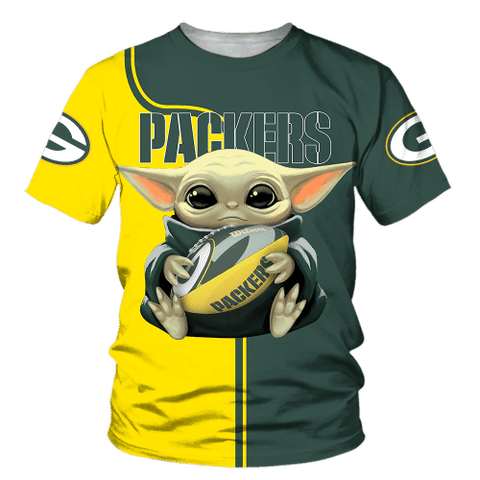 Baby Yoda Football Team T-Shirt Green Bay Packers Baby Yoda T-Shirt Green Bay G T-Shirt 