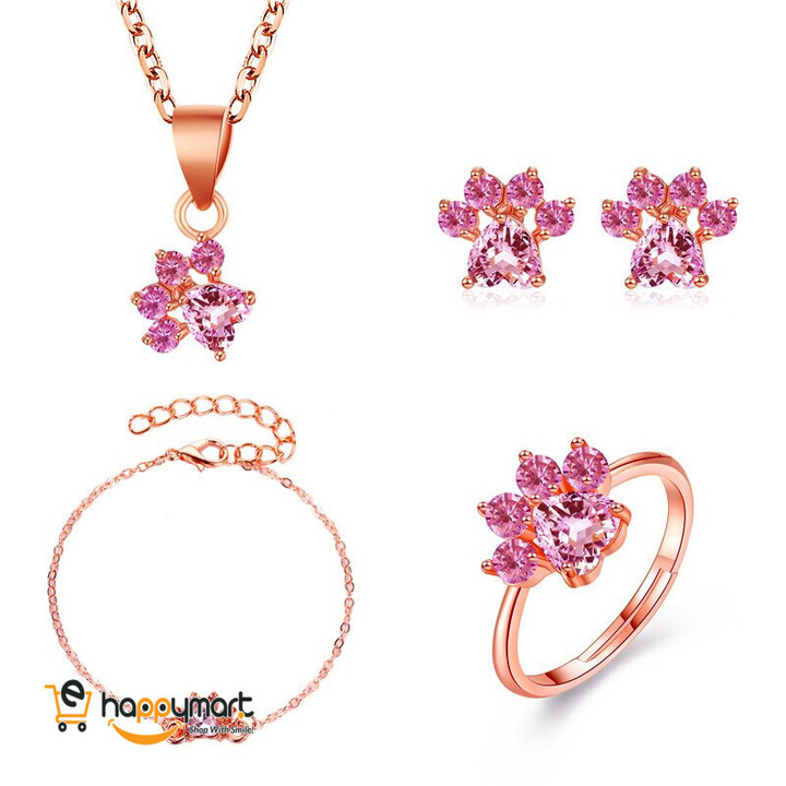 Paw Design Crystal Jewelry Set
