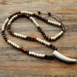 Tribal Style Necklace with 6mm Tiger Eye stone beads