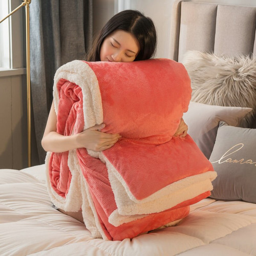 Winter Thick Blankets With Zipper Quilt Cover Dual Purpose Double Sided Fleece Warm Bed Blanket Duvet Quilt Cover