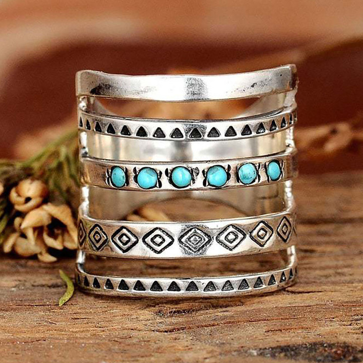 Bohemia Stone Inlaid Finger Joint Ring for Women Jewelry