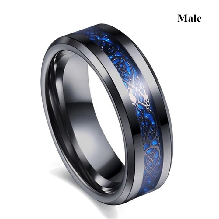 Stainless Steel Celtic Dragon Ring Blue Zircon Men and Women Ring Jewelry