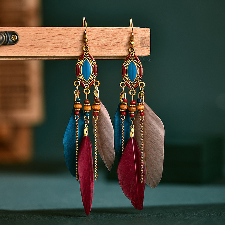 Ethnic Feather Dangle Earrings Jewelry