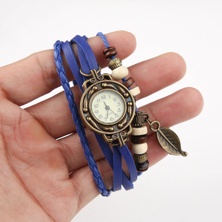 Vintage Multilayer Butterfly Faux Leather Bracelet Wrist Watch