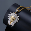 High Quality Metal Gold Plated Indian Chief Pendant Necklace Shiny Zircon Inlaid Rock Party Jewelry