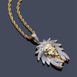 High Quality Metal Gold Plated Indian Chief Pendant Necklace Shiny Zircon Inlaid Rock Party Jewelry