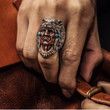 Tribe Cheif Wolf Head Ring