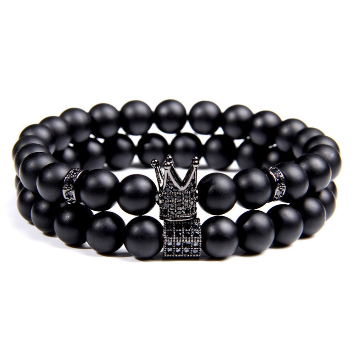 Black matte Stone Beads Bracelets Jewelry