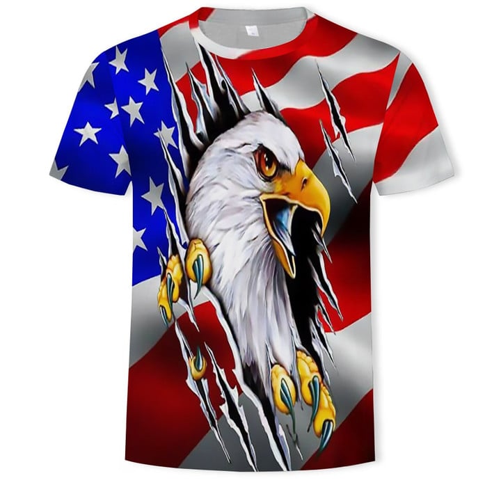 New USA Flag With Eagle Stripes and Stars 3D Print T-shirt Men / Women