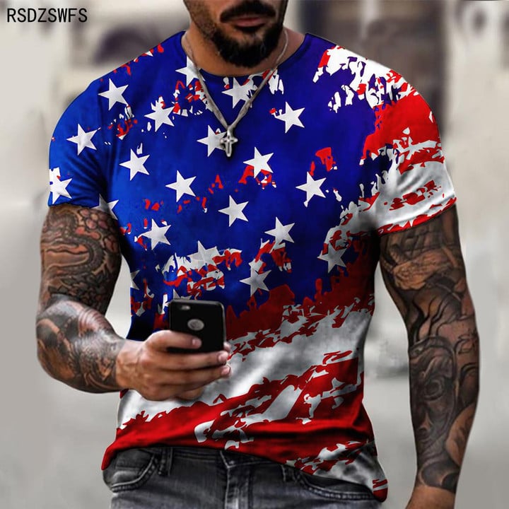 Fashion USA Flag Stripes 3D Print T-Shirt