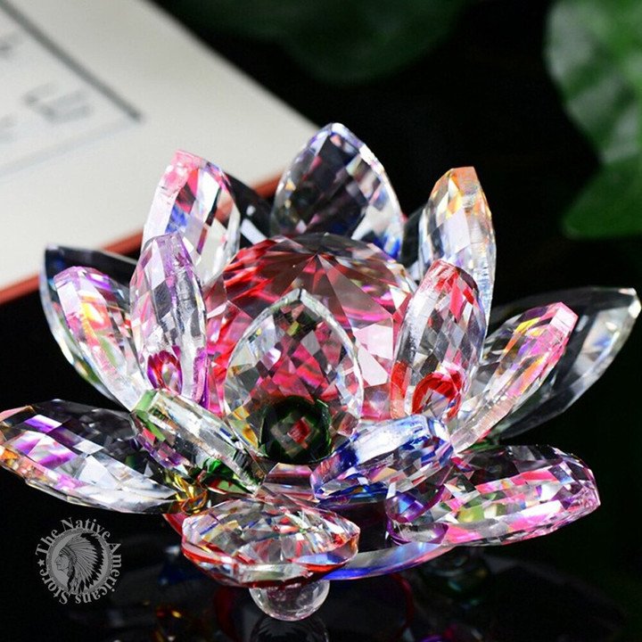 Quartz Crystal Lotus Flower Crafts Glass Paperweight