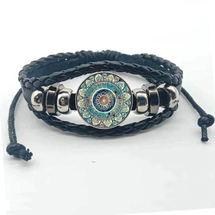 Fashion Glamour Mandala Art Picture Leather Bracelet