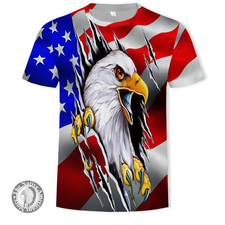 New USA Flag With Eagle Stripes and Stars 3D Print T-shirt Men / Women