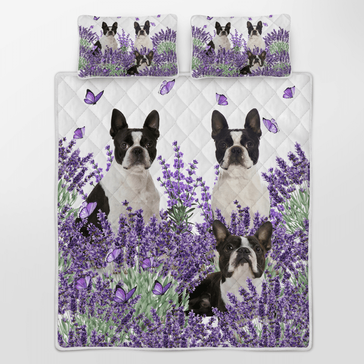 boston terrier lavender quilt