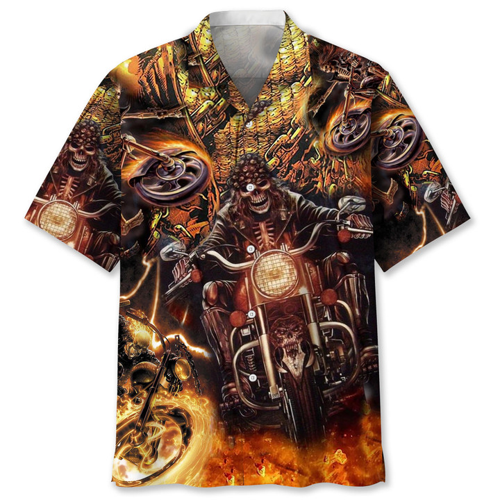 Motorcycle Skull Hawaiian Shirt