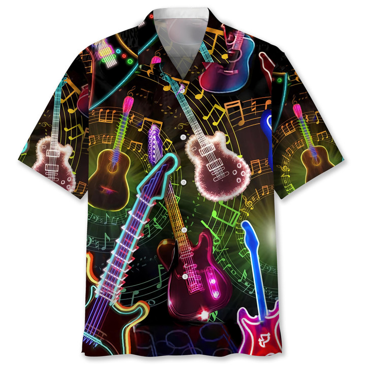 Guitar Light Hawaiian Shirt