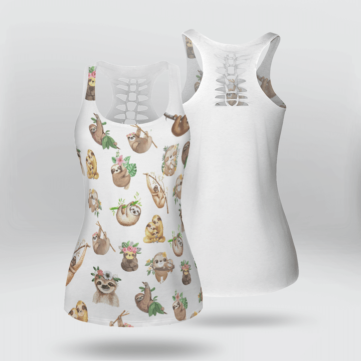 sloth lovers hollow out tank top