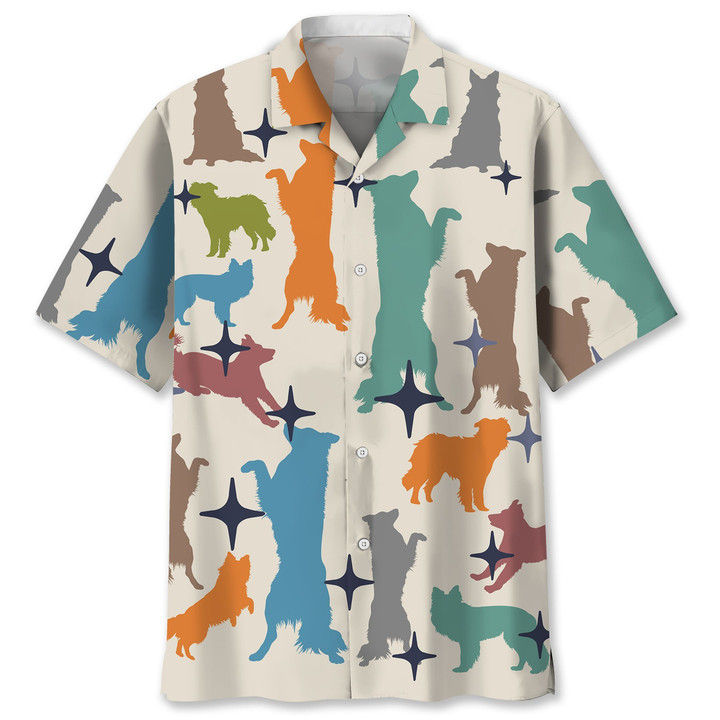 border collie colorful hawaii shirt