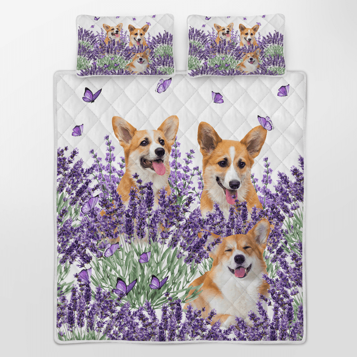 corgi lavender quilt