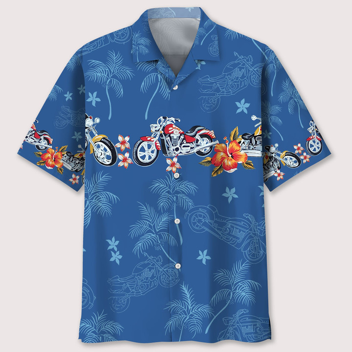 Motorcycle flower tropical hawaii shirt