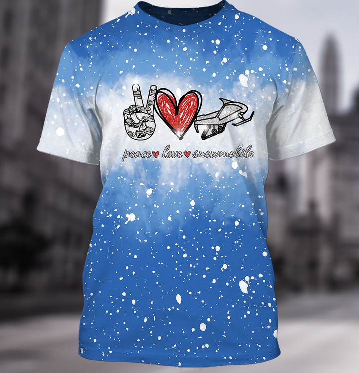 peace love snowmobile 3d shirt