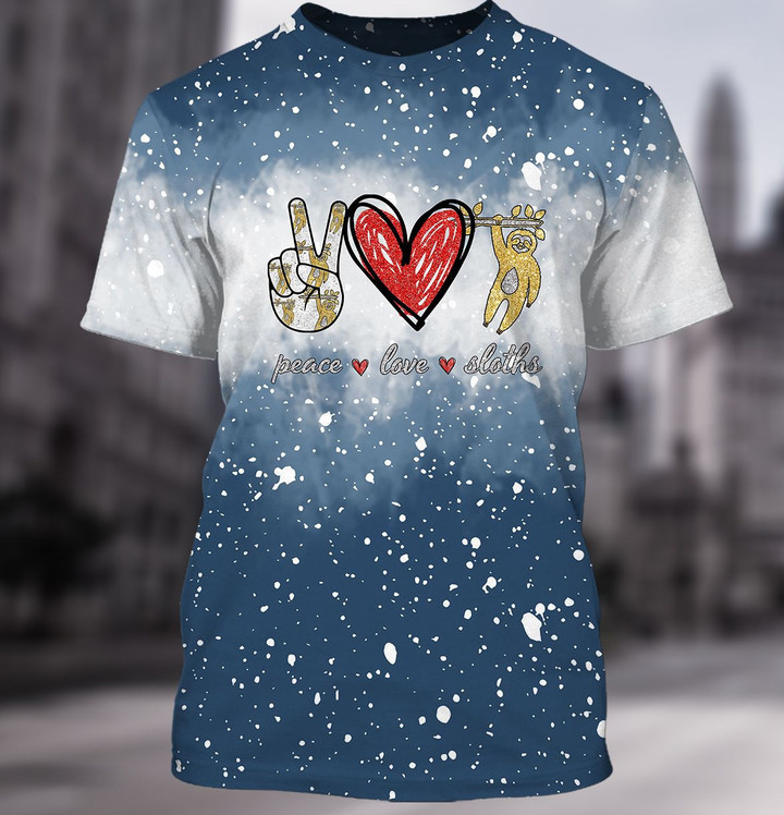 peace love sloth 3d shirt