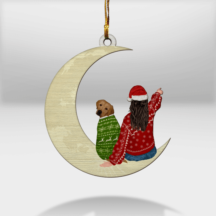 Christmas labrador and girl Ornament