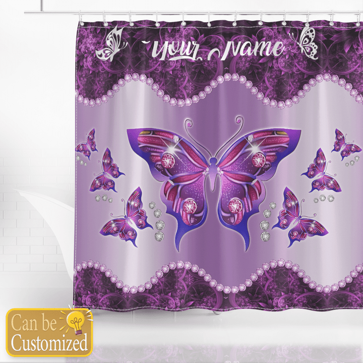 butterfly personalized shower curtain