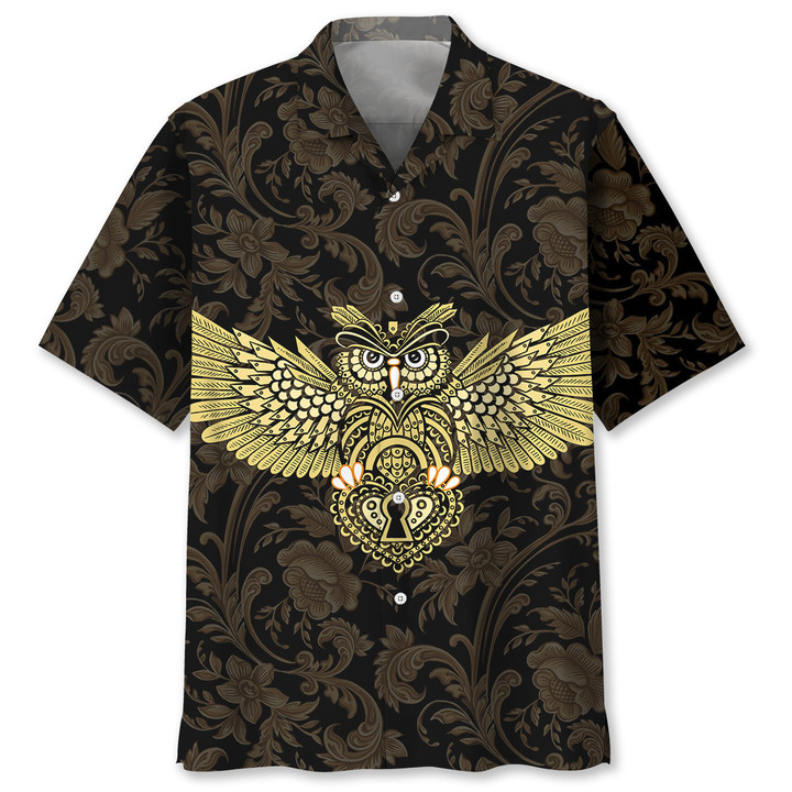 Owl Golden Pattern Hawaiian Shirt