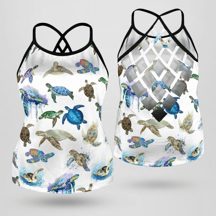 Criss Cross Tank Tops For Turtle Lovers