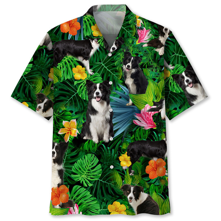 Border Collie tropical Hawaiian shirt
