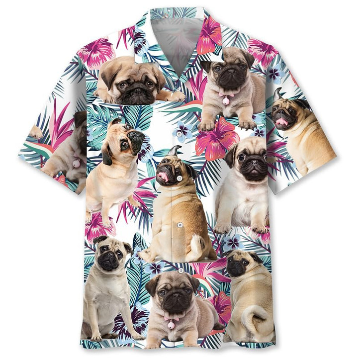 Funny Tropical Pug Hawaiian Shirt