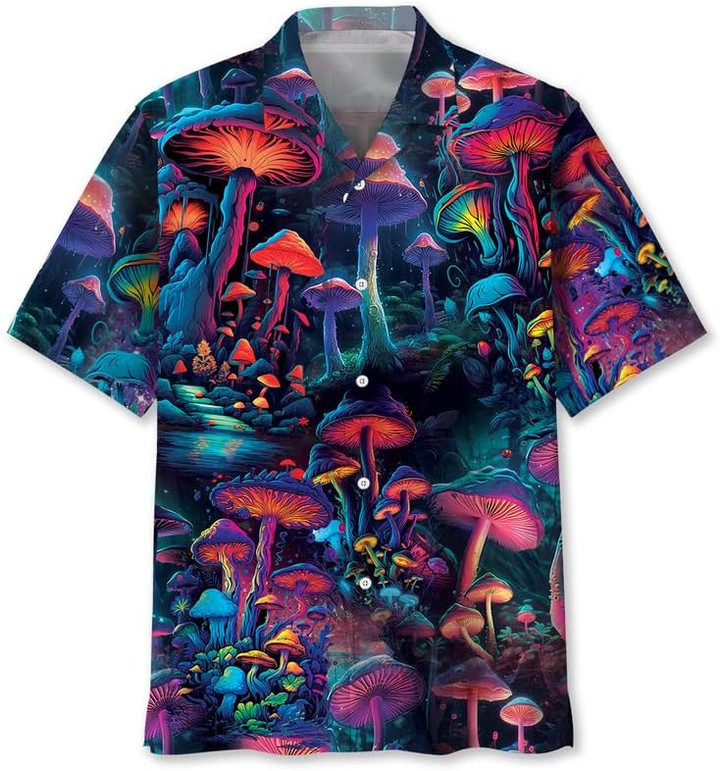 Mushroom Neon Hawaiian Shirt Q
