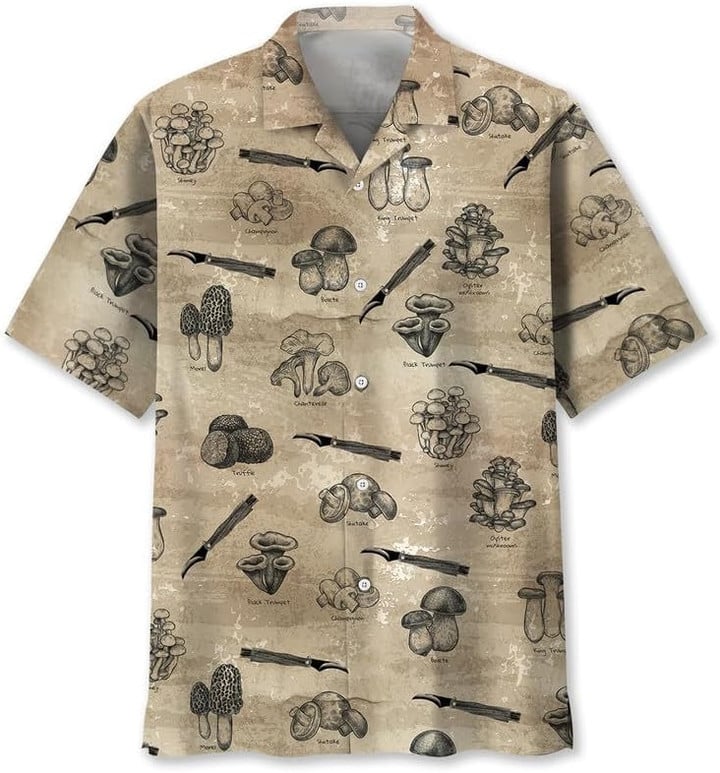 Vintage Mushroom Hunting Hawaiian Shirt Q