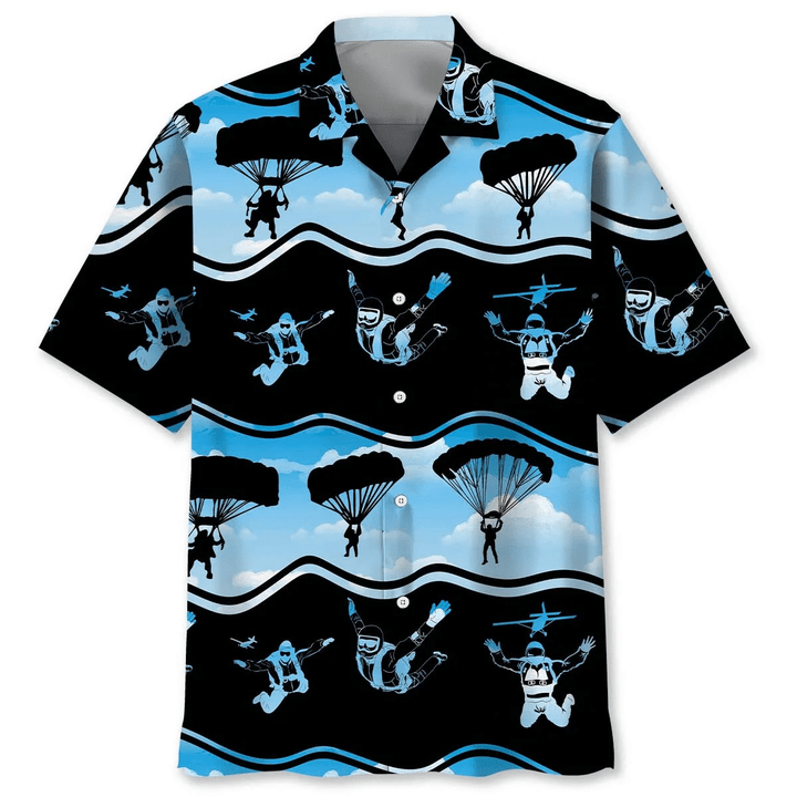 Skydiving Blue Hawaiian Shirt Q