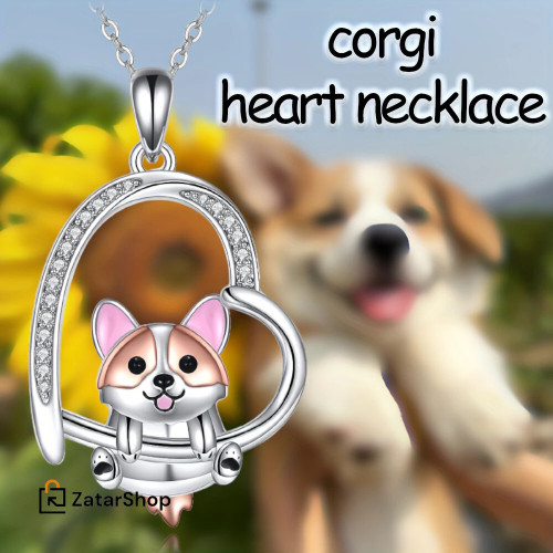 Corgi Heart Pendant Necklace for Women