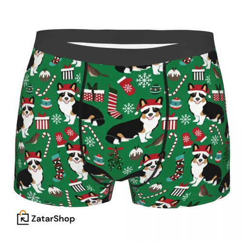 Corgi Welsh Corgi Christmas Santa Hat Dog Men Boxer