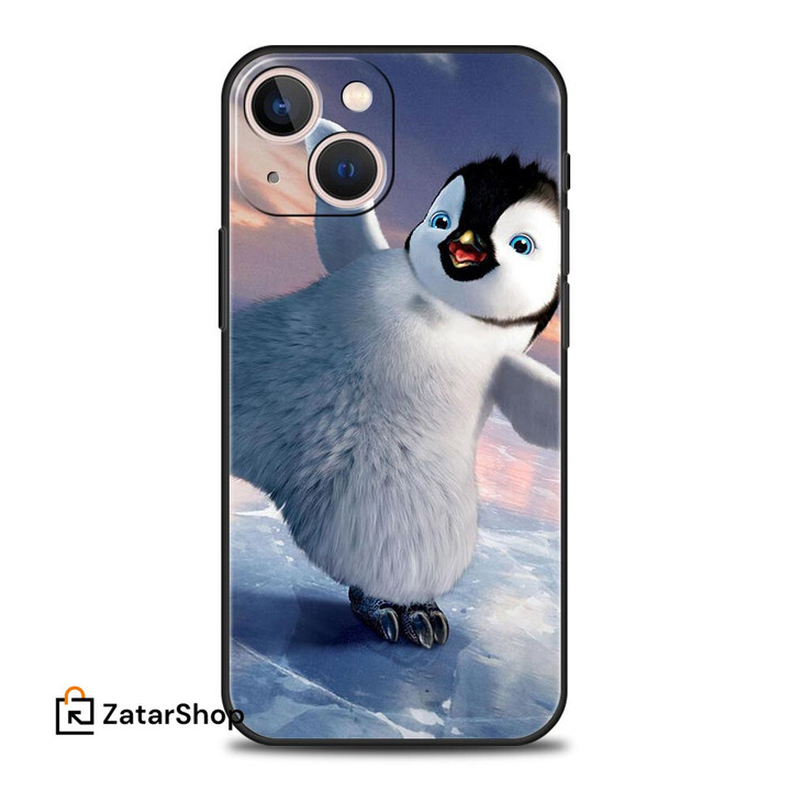 Penguin Luxury Phone Case For iPhone 11 12 14 13 Pro Max Mini X XR XS 7 8 Plus SE Soft Silicone Black Cover Fundas
