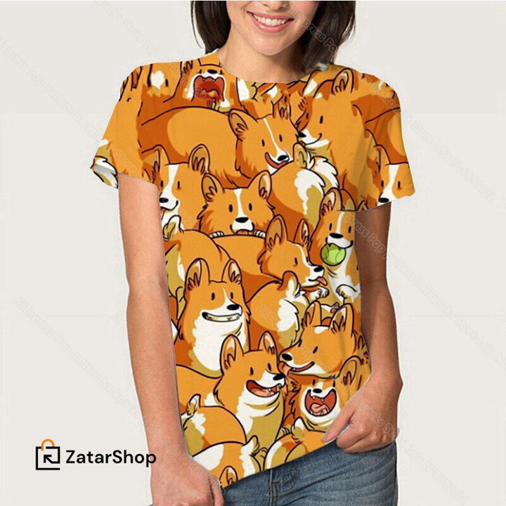 3D Kawaii Corgi Dog T-shirt