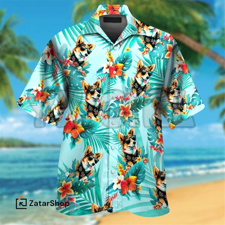 Corgi 3D Printed Hawaiian Shirt+Beach Shorts