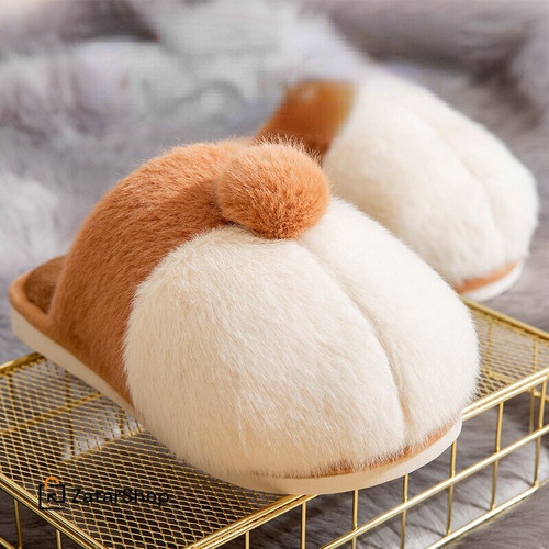 Cotton Slippers Autumn and Winter New Plush Warm Indoor Men and Women Couple Plush Slippers Corgi Hip Slippers Zapatillas Planas