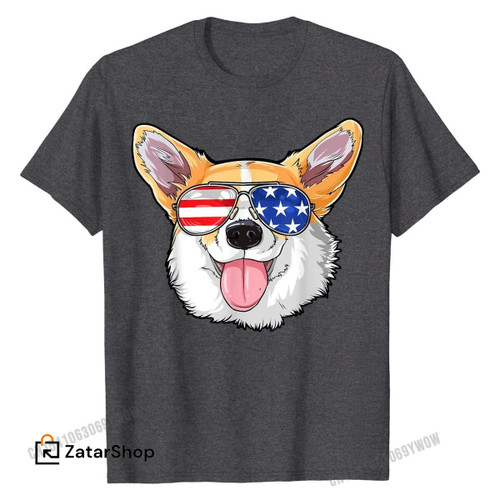 Corgi 4th of July American Sunglasses Dog Puppy USA Dog T-Shirt