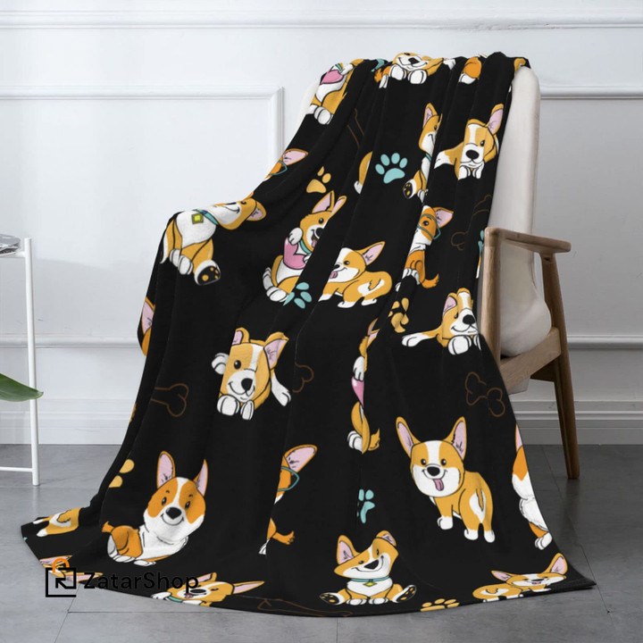 Corgi Blanket for Teens Adults, Cute Dog Throw Blankets,Soft Plush Flannel Blanket for Couch Bed,best Gift for Lovers Room Decor