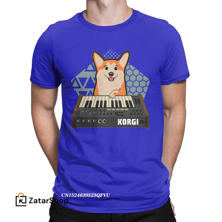 Funny Synthesizer Fan KORGI Corgi Dog Lover T-Shirts Men Cute Casual Cotton Tees Harajuku Tops T Shirts Plus Size Clothes