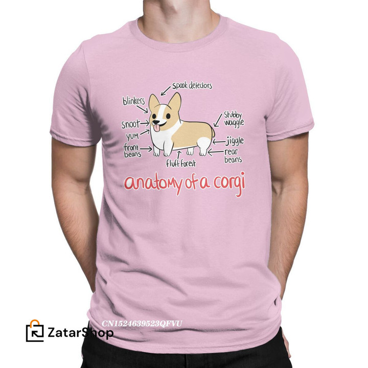 Men's Anatomy Of A Corgi Tops T Shirts Dog Animal Premium Cotton Tops Fashion Harajuku Crew Neck Tee Shirt Printed T-Shirts