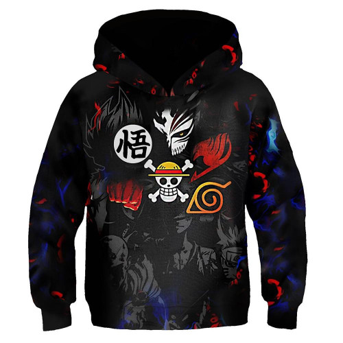 Kids Anime Collection Hoodies Dragon Ball One Piece Naruto Printed Hooded Sweatshirt Casual Pullover Hoodie VA301106