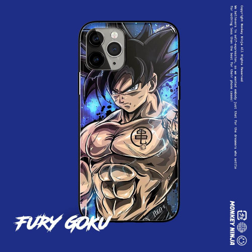 Fanart Stylish Goku Tempered Glass Soft Silicone iPhone Case