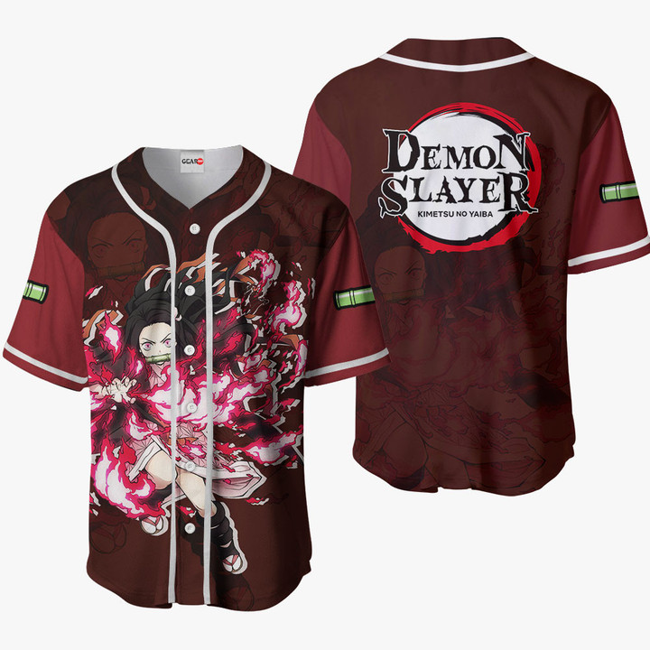 Nezuko Blood Demon Art Baseball Jersey Shirts Custom Kimetsu Anime